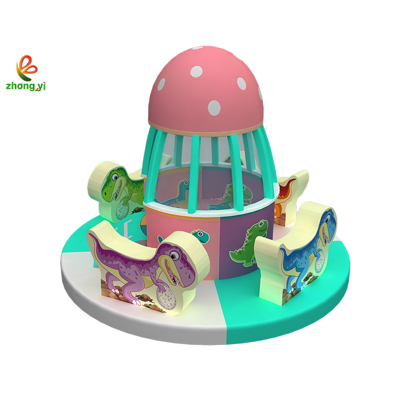 zhongyi amusement Soft play rides white carousel electric merry go round indoor play center soft playground