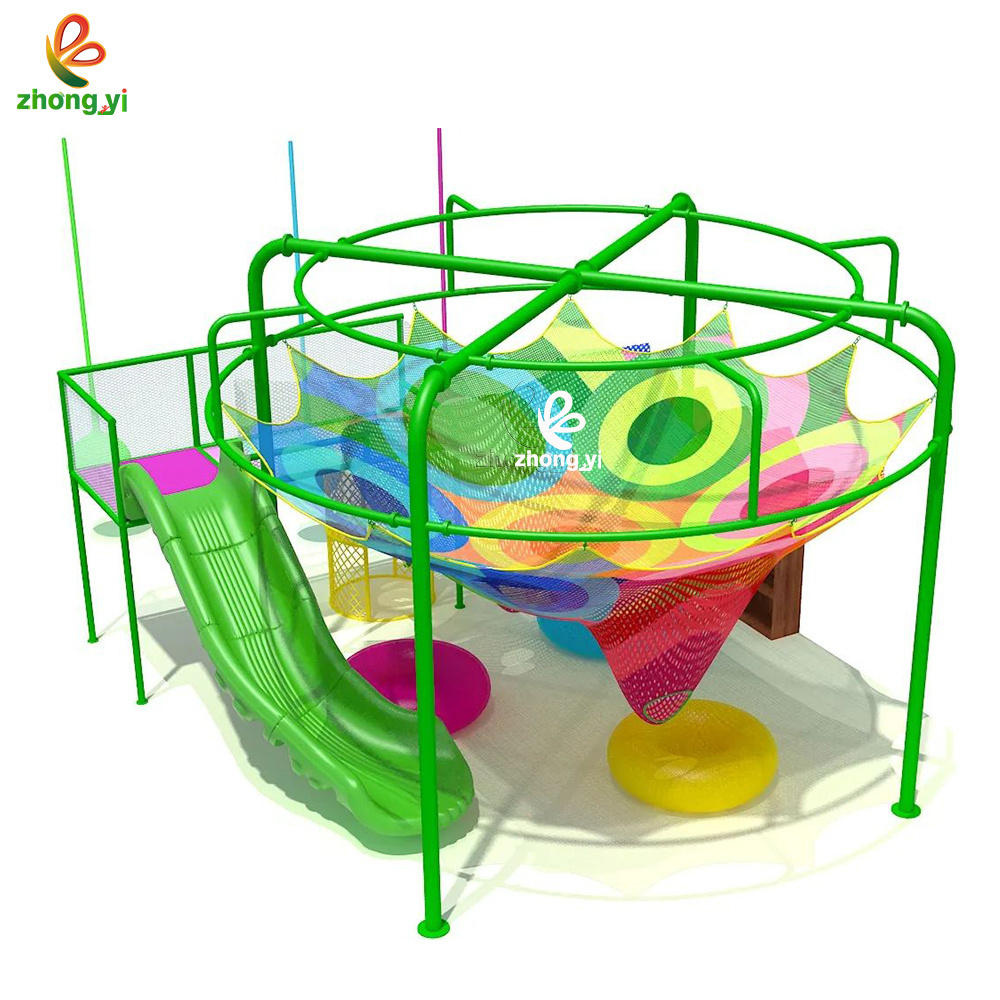 indoor Playground Kids Fitness Soft Play Games Big Rainbow Rope Maze Crochet Climbing Net