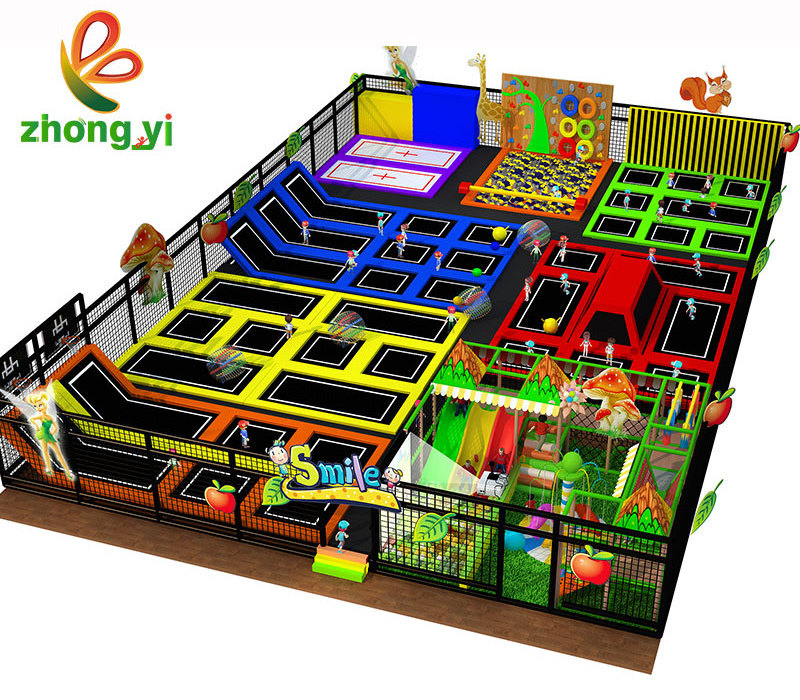 Jumping Playground exercise Trampoline Park with Basketball Slam Dunk Sticky Wall