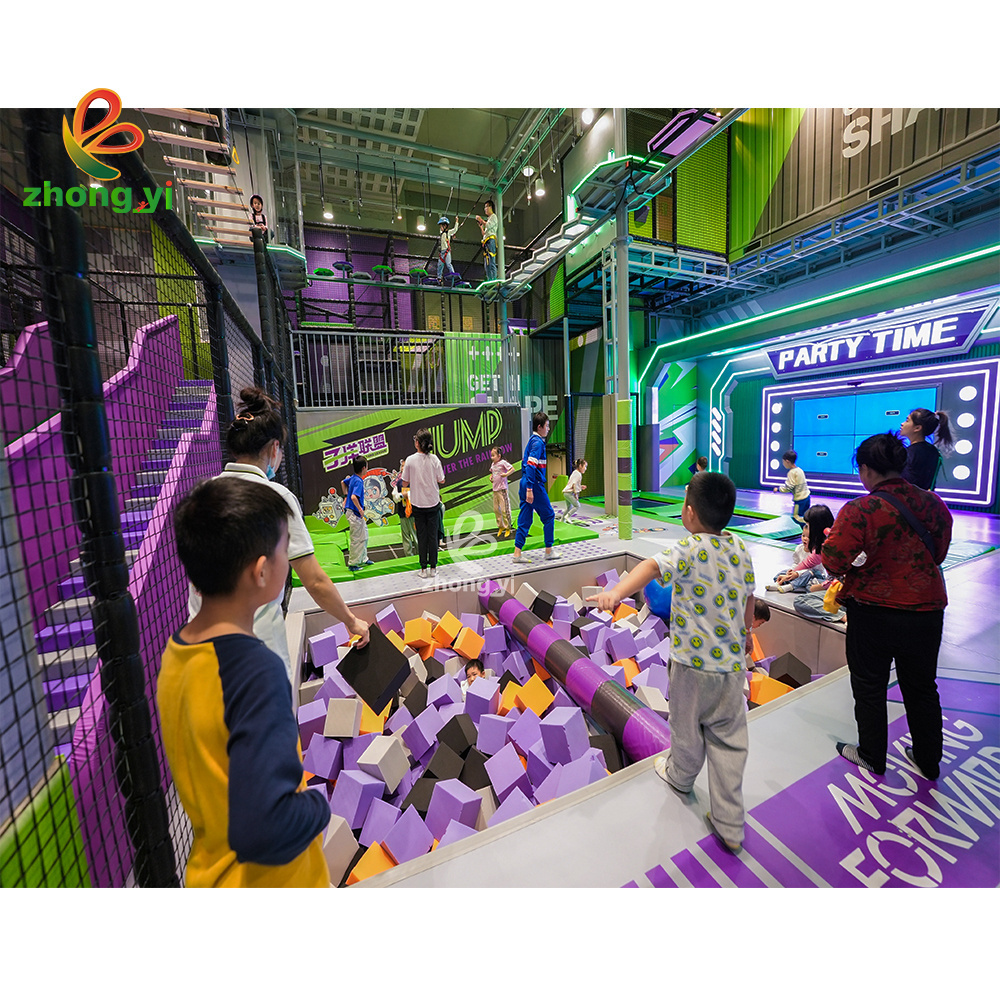 Indoor Neon playground Kids Child Park Factory Customized Soft Play Equipment with LED Slide by zhongyi Amusement