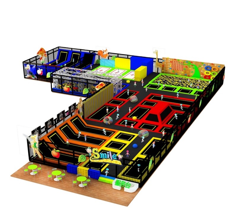 Jumping Playground exercise Trampoline Park with Basketball Slam Dunk Sticky Wall