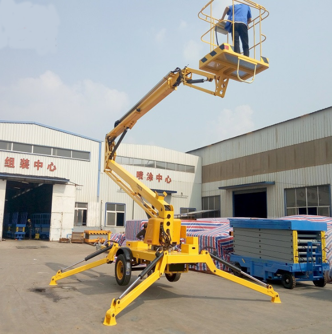 Window Cleaning Lift Machine Aerial Work Platform Skylifter 10m 18m Cherry Picker Towable Hydraulic Articulated Spider Boom Lift