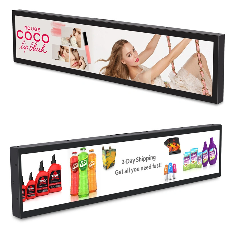 Stretched Bar Display Ultra Wide Lcd Panel Advertising Machine For Supermarket Shelves