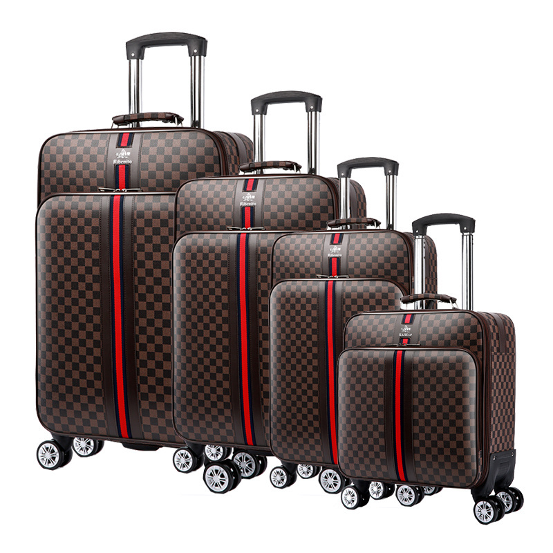 Wholesale Large Capacity Business Suitcase Set PU leather  Men Trolley Bag Luggage 4 set