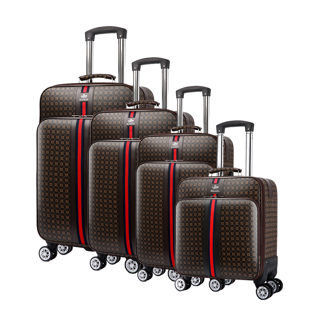 Wholesale Large Capacity Business Suitcase Set PU leather  Men Trolley Bag Luggage 4 set