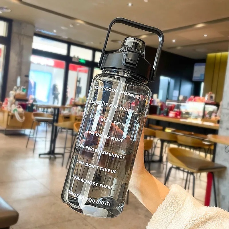 Motivational Cup Plastic Drinking Big Capacity Straw Water Bottle 2L 1 Gallon Sports PC Gym Travel Sports Items Adults Modern