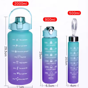 Sports Water Bottles 3pcs/Set 3in Motivational Water Bottle for Male Female Set 2000ML 900ML 280ML Portable Reusable Summer Cups