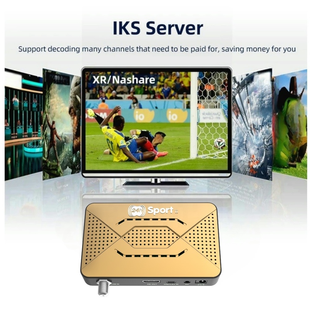 2024 New h.265 DVB-S2 iks server Digital Satellite TV Receiver hevc 265 24h-Sport II FTA Decoder HD IP*TV Set Top Box for Africa