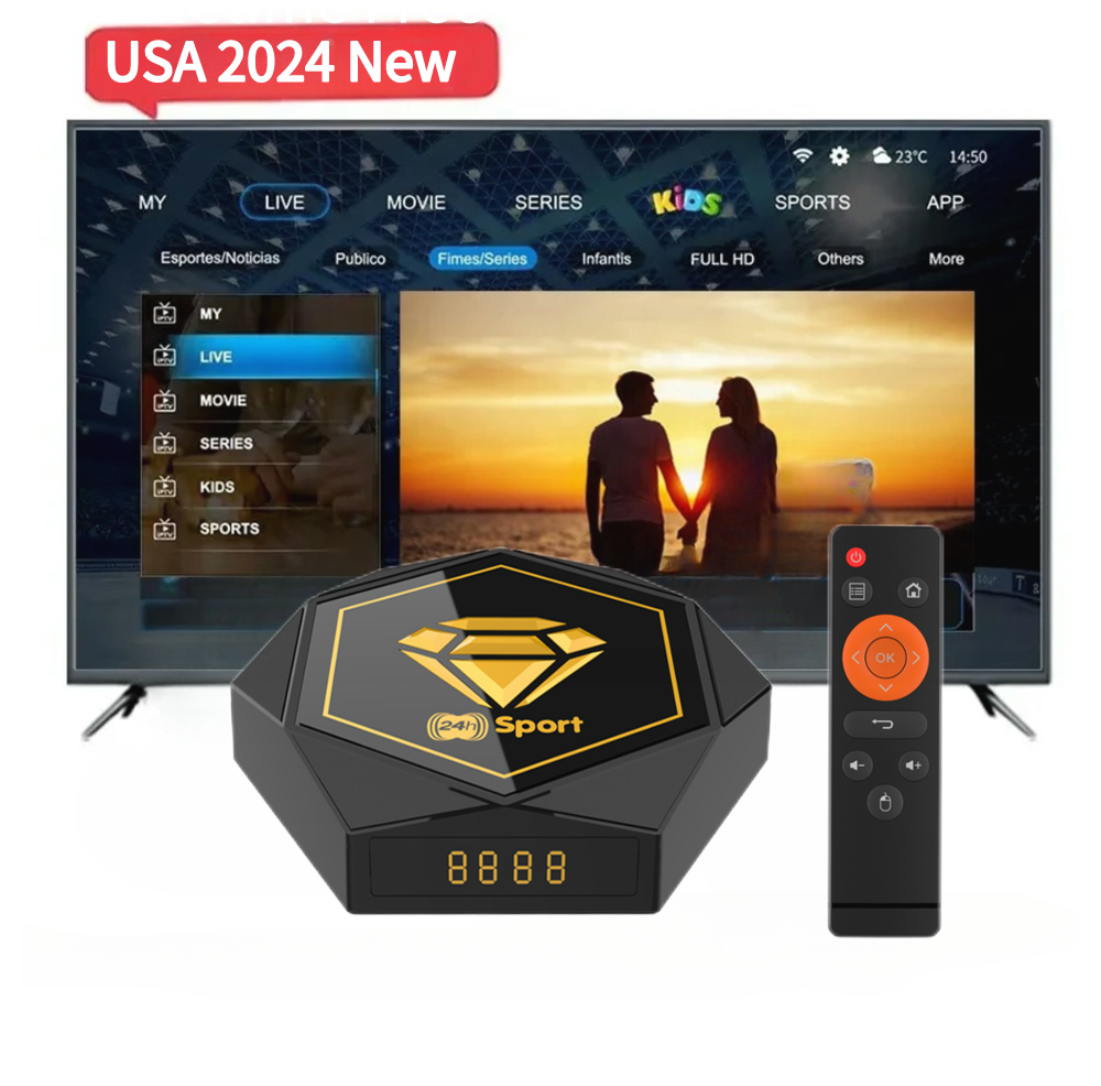 USA 2024 New Smart TV BOX 24h-Sport Android 2.4G/5G dual Wifi 4k Video Streaming Media player free trial test Set-top Box