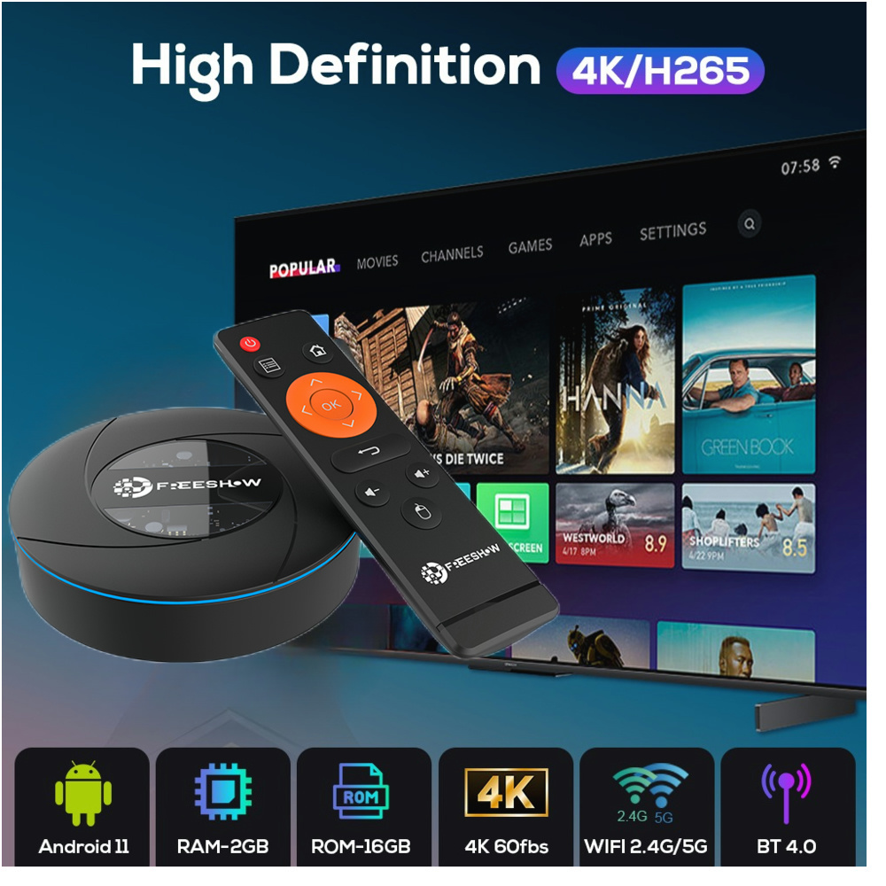 Free Show 4k 5G set-top box 2024 Full Hd video firmware update tvbox bulk buy fully loaded android tv box 24h shipment