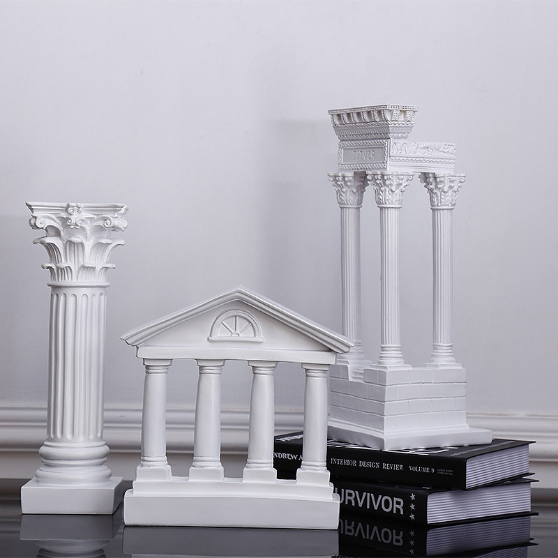 Home decor sculpture Greek temple architectural model Roman column decorations European style resin crafts custom figure