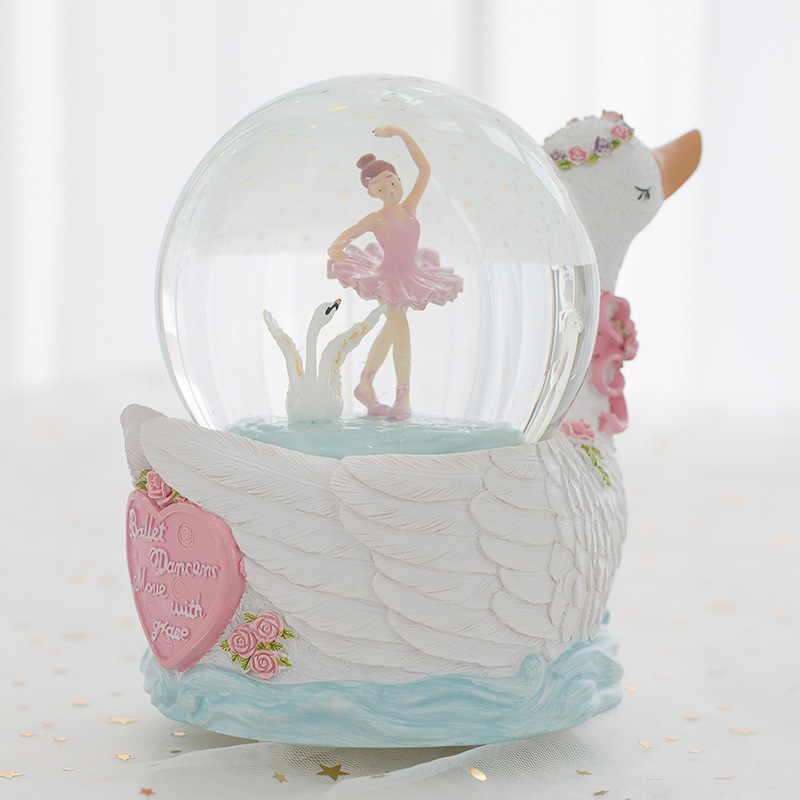 custom made resin souvenir gift music box glass 3d  ballerina snow globe