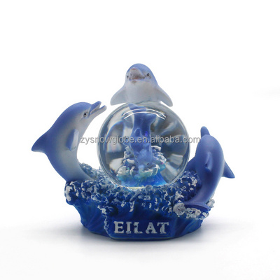 New design resin dolphin snow globe with glitter