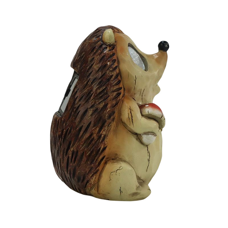 Customized OEM fairy garden figurines hedgehog small animal statue led table lamp cute dog toy solar figurine garden decoration