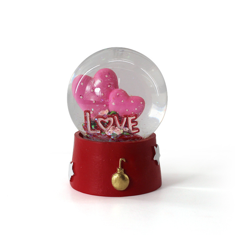 Double heart shape personalized snow globe