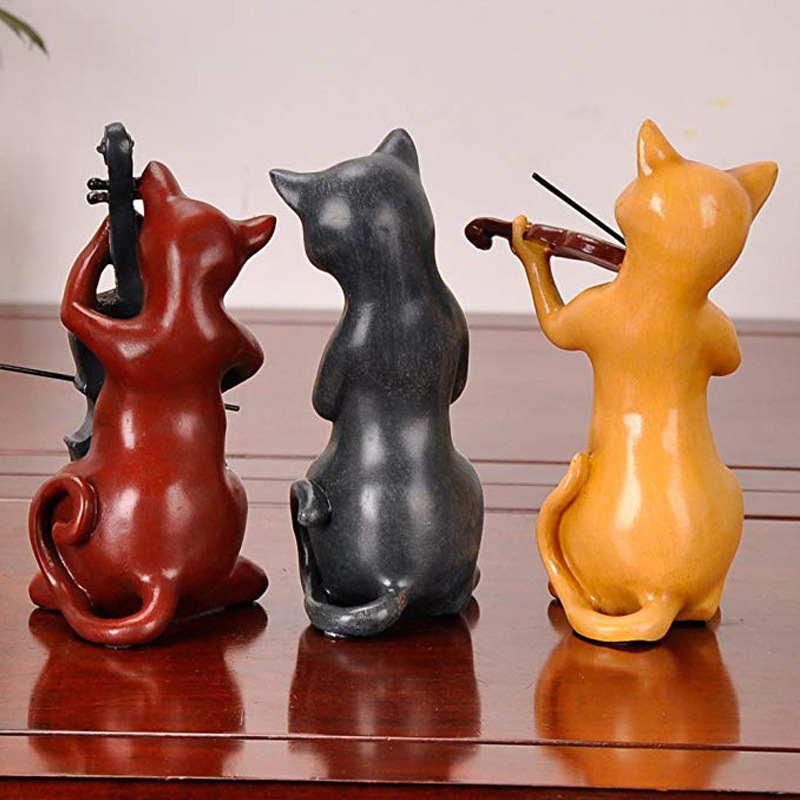 country style music cat collectable resin jazz musician band figurines