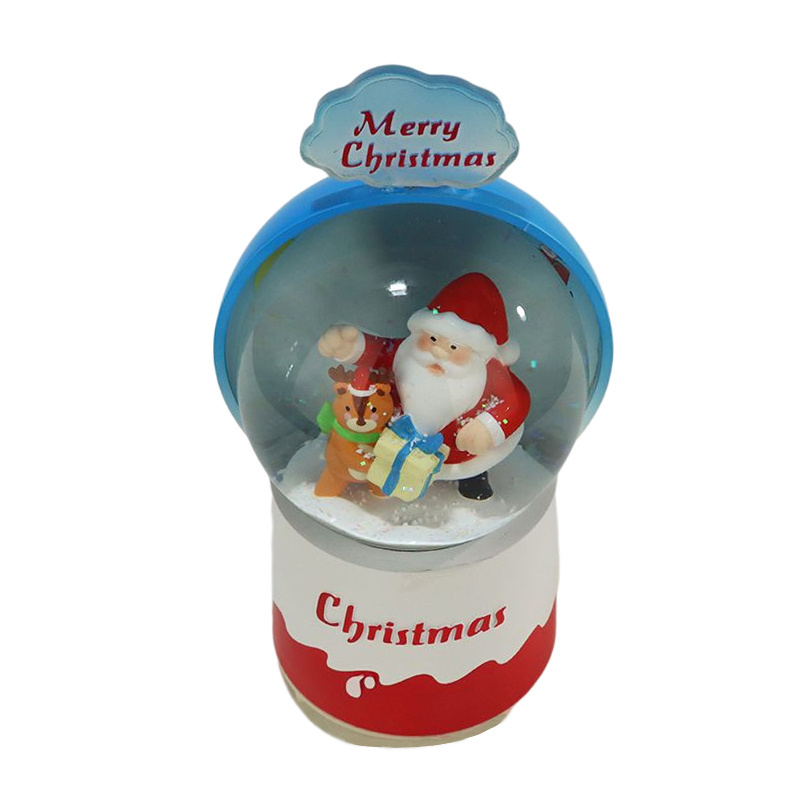 Customize Snow Globes Christmas Santa Claus& Deer Combine Personal Design Glass Ball with Led Light Snowflakes Fly 360 Rotation