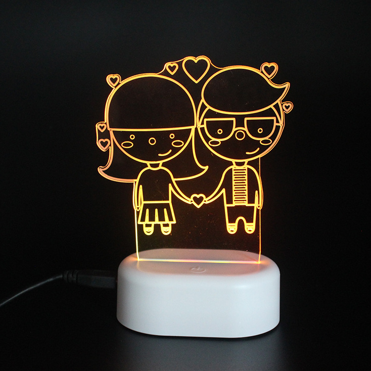 custom minin usb color changing acrylic desk lamp 3d led light sculptures Laser Engraving Acrylic crafts