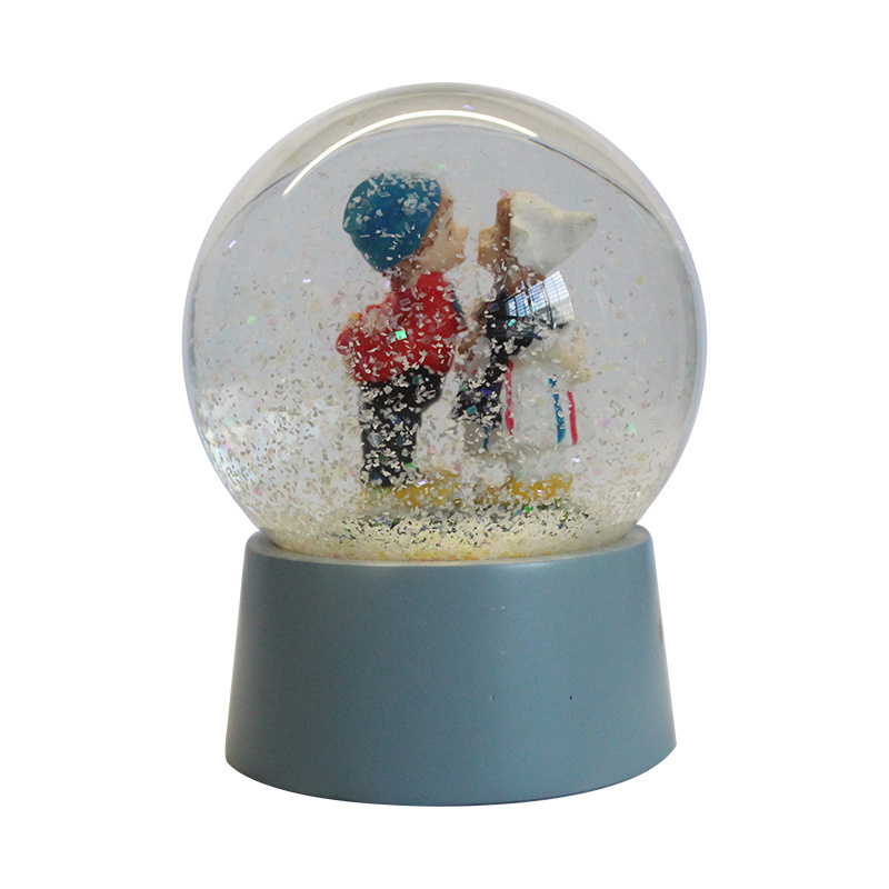 custom resin valentine c romantic human couple kiss blue base snow globe