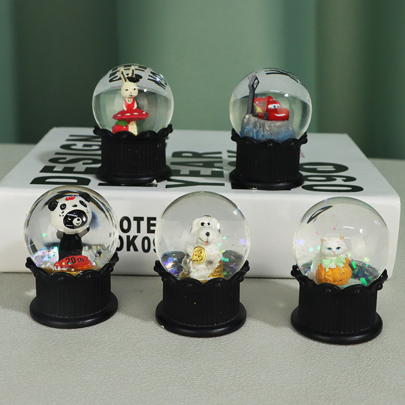 Wholesale Custom Mini Animal Resin Snowglobe Rotary Sound Table Decoration Travel Souvenir Gifts Children Christmas Decorations