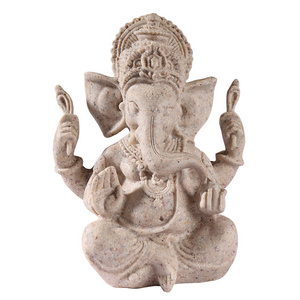 Resin Indian Religious Ganesha Figurine Decoration Zen Buddha Statue Indian God Elephant Sculpture Thai Style Porch Souvenir