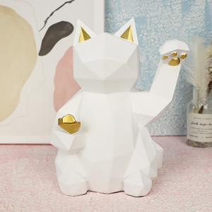 Home Decor INS Resin Cat Geometric Office Decorative Sculpture Creative Gift Resin Cat  Statue