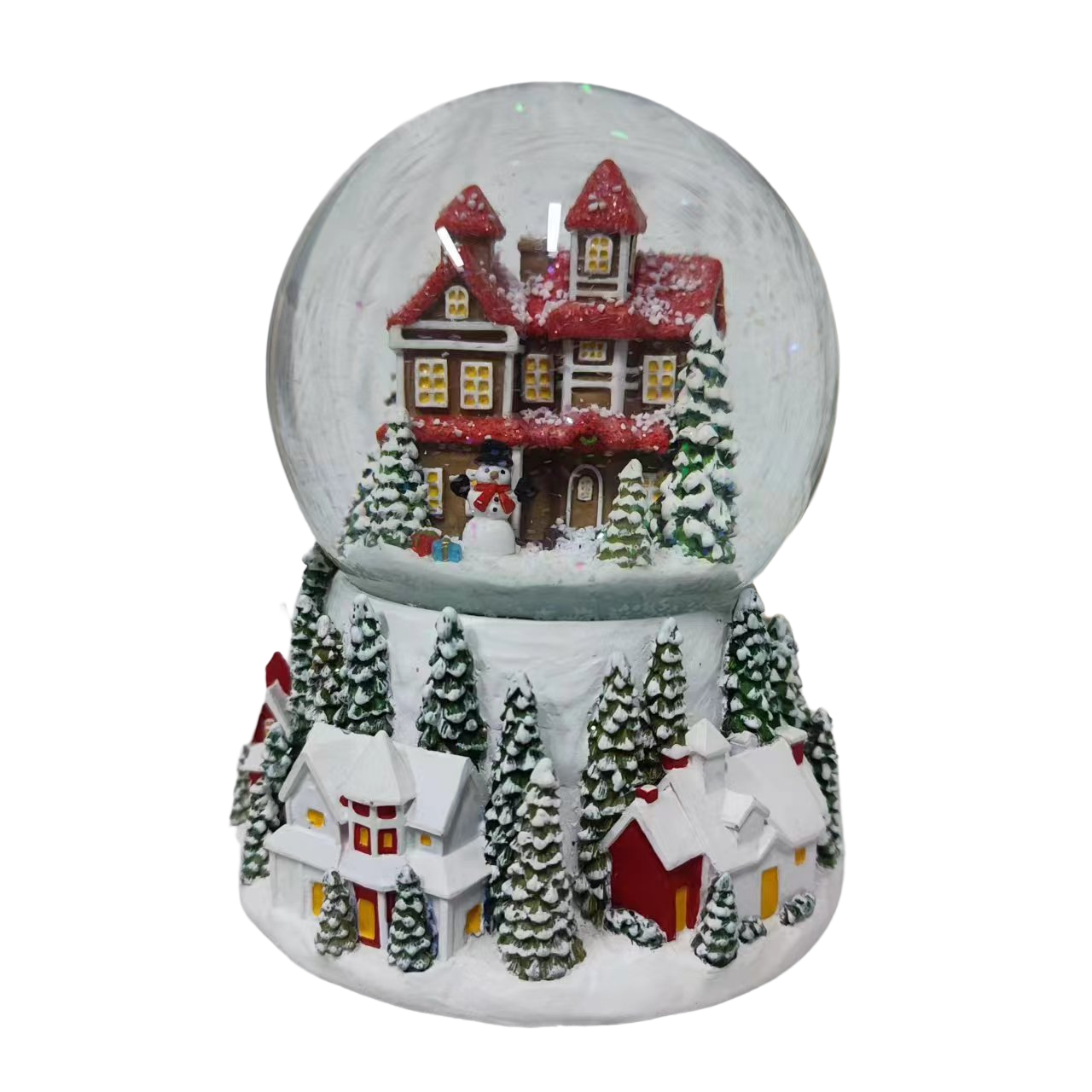 Resin custom 110mm Christmas snow globe glass custom snow globe Christmas Village House landscape Glass Snowball