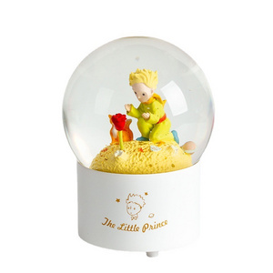 Wholesale Custom 35 45 55 65 80 90 100 120 150 mm ball Gass  plastic Snow Globe with Music Box Snowflake & Music Gift Ornaments