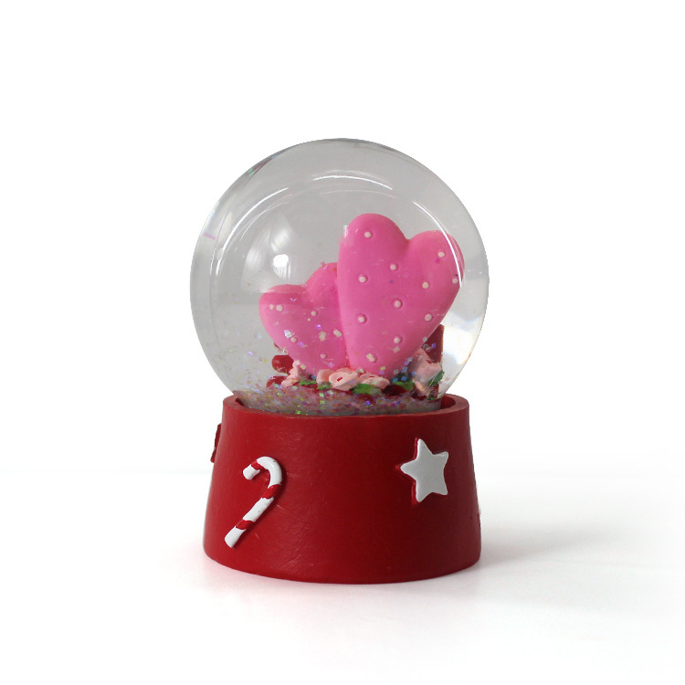 Double heart shape personalized snow globe