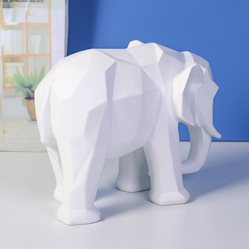 Nordic Geometric Elephant Ornaments Animal Home Living Room Decorations Customized Resin Crafts Animal Figurines