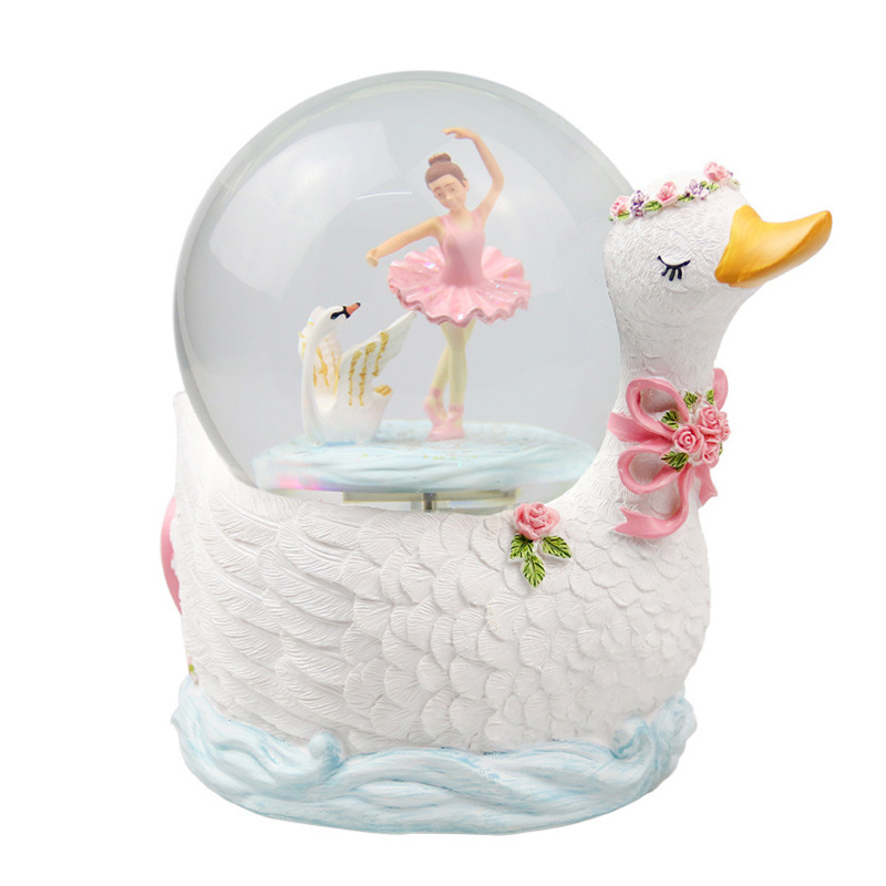 custom made resin souvenir gift music box glass 3d  ballerina snow globe