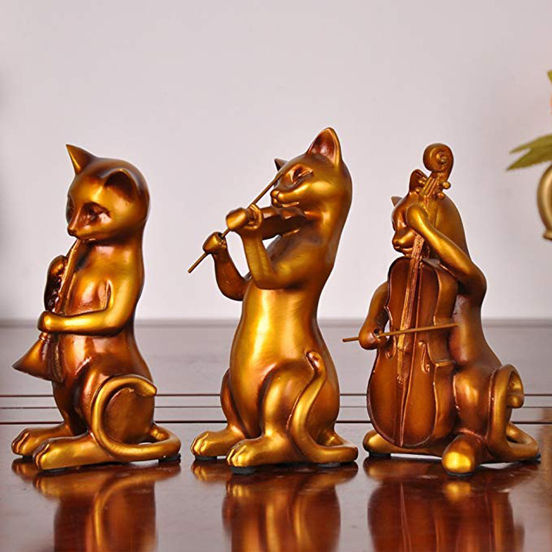 country style music cat collectable resin jazz musician band figurines