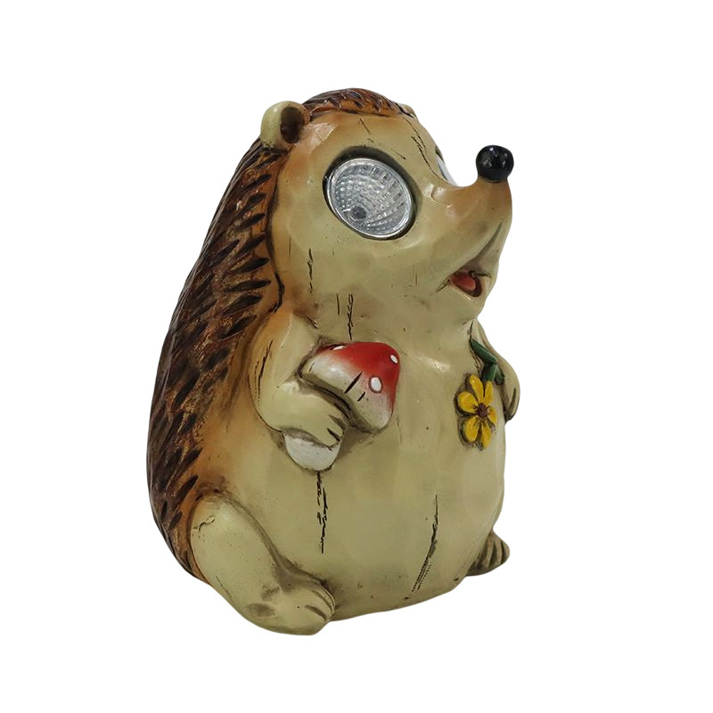 Customized OEM fairy garden figurines hedgehog small animal statue led table lamp cute dog toy solar figurine garden decoration