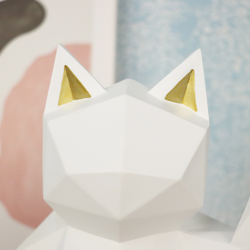 Home Decor INS Resin Cat Geometric Office Decorative Sculpture Creative Gift Resin Cat  Statue