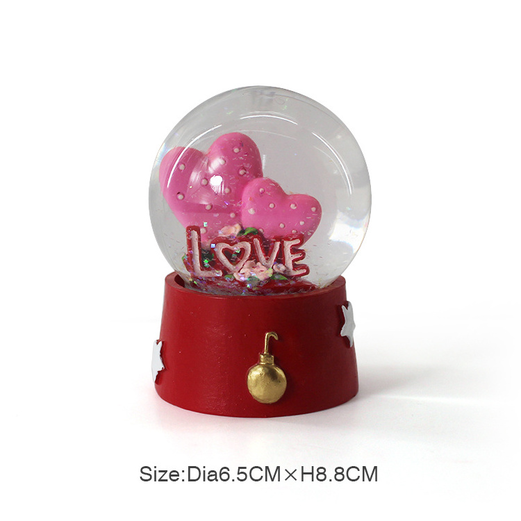 Double heart shape personalized snow globe