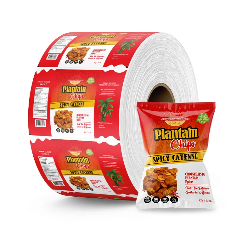 Custom Printed High Barrier Aluminum Foil Metallic Laminated Roll Film Plastic Potato Chips Packaging Bag Rollstock