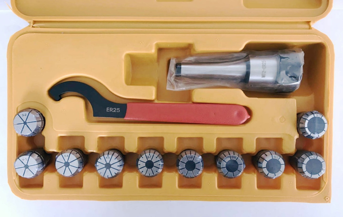 ER SPRING COLLETS WITH ER MT R8 30 40 COLLET CHUCK SET WITH ER SPANNER WITH PLASTIC ALUMINIUM BOX