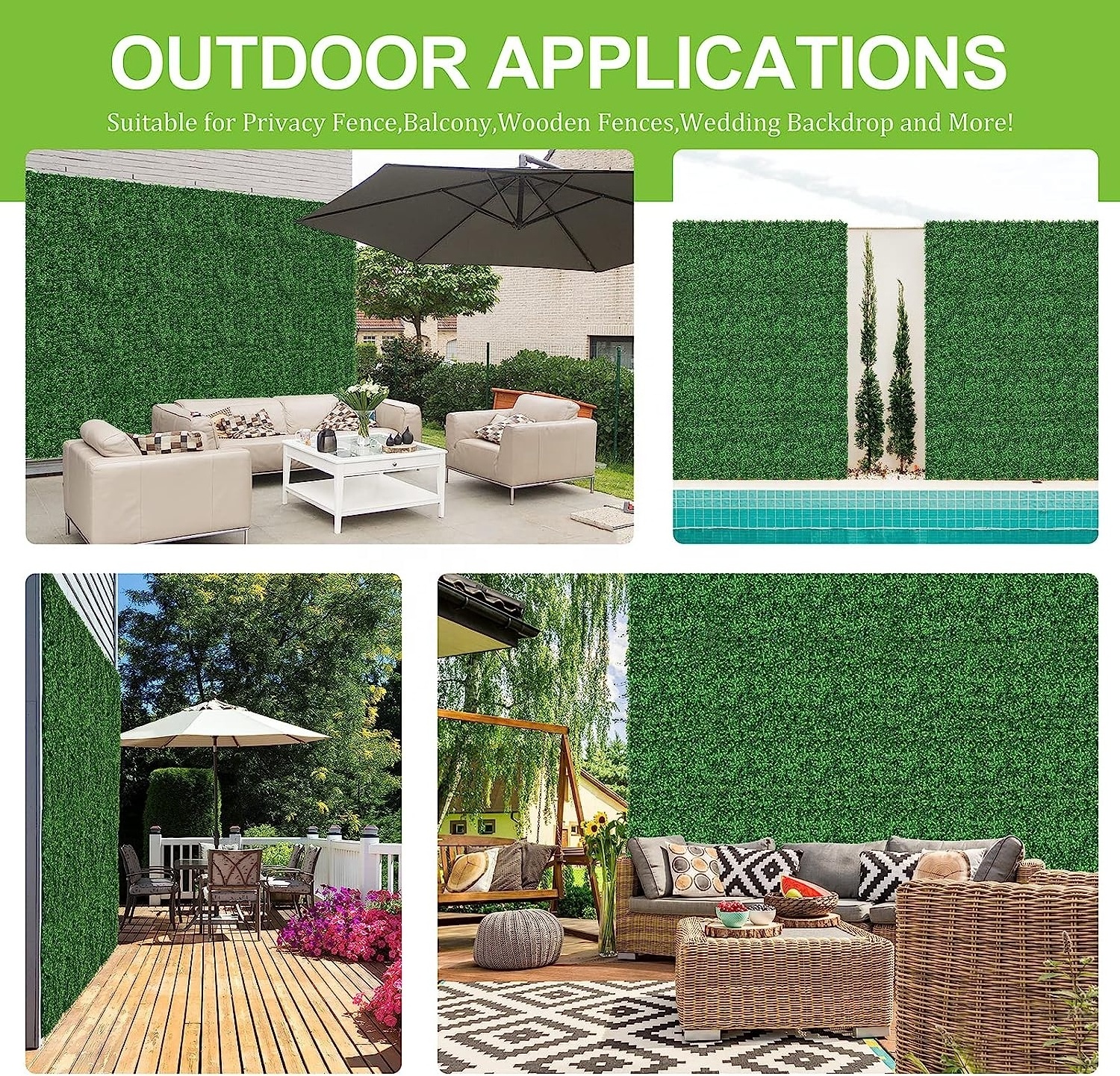 Artificial Grass Wall Panels  Boxwood Hedge Greenery Wall Backdrop with UV Protection for Home Green Garden Decor Privacy Fence