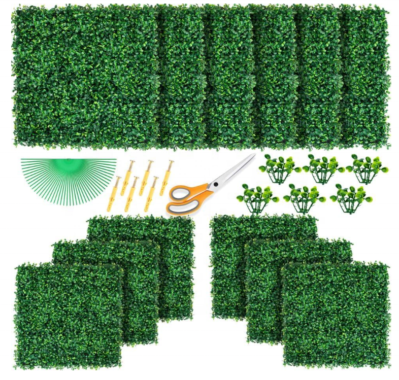 Artificial Grass Wall Panels  Boxwood Hedge Greenery Wall Backdrop with UV Protection for Home Green Garden Decor Privacy Fence