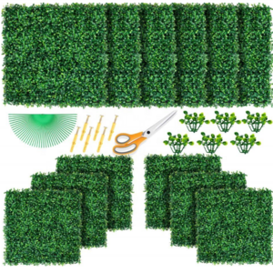 Artificial Grass Wall Panels  Boxwood Hedge Greenery Wall Backdrop with UV Protection for Home Green Garden Decor Privacy Fence