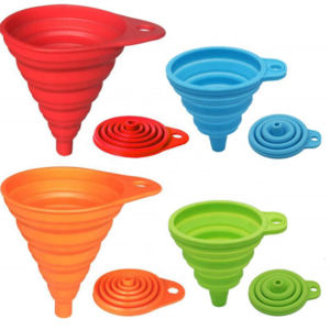 Kitchen Funnel Set 4 Pack Small and Large Kitchen Gadgets Accessories Foldable Silicone Collapsible Funnels for Filling Water