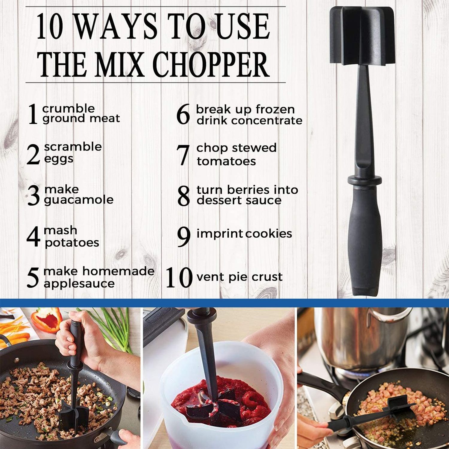 Meat Chopper Hamburger Chopper Premium Heat Resistant Masher and Smasher Ground Beef Ground Turkey