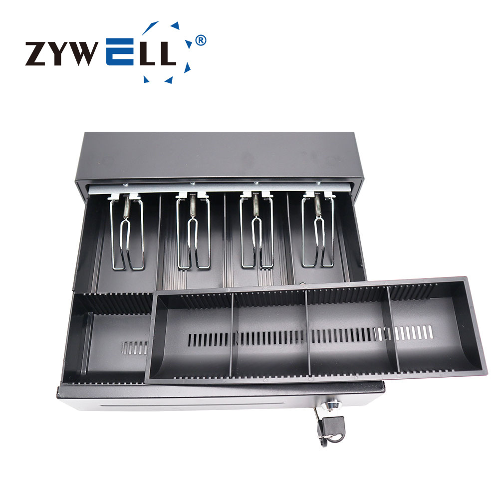 Zywell Automatic Metal RJ11 Small Smart Electronic POS Cash Drawer 4 Bills/ 4 Coins Cash Register