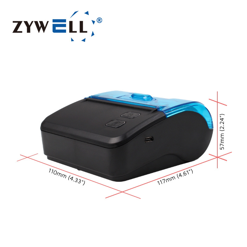 Zywell new portable mini inkless 80mm thermal receipt printer ZM06 3inch bluetooth bill printer