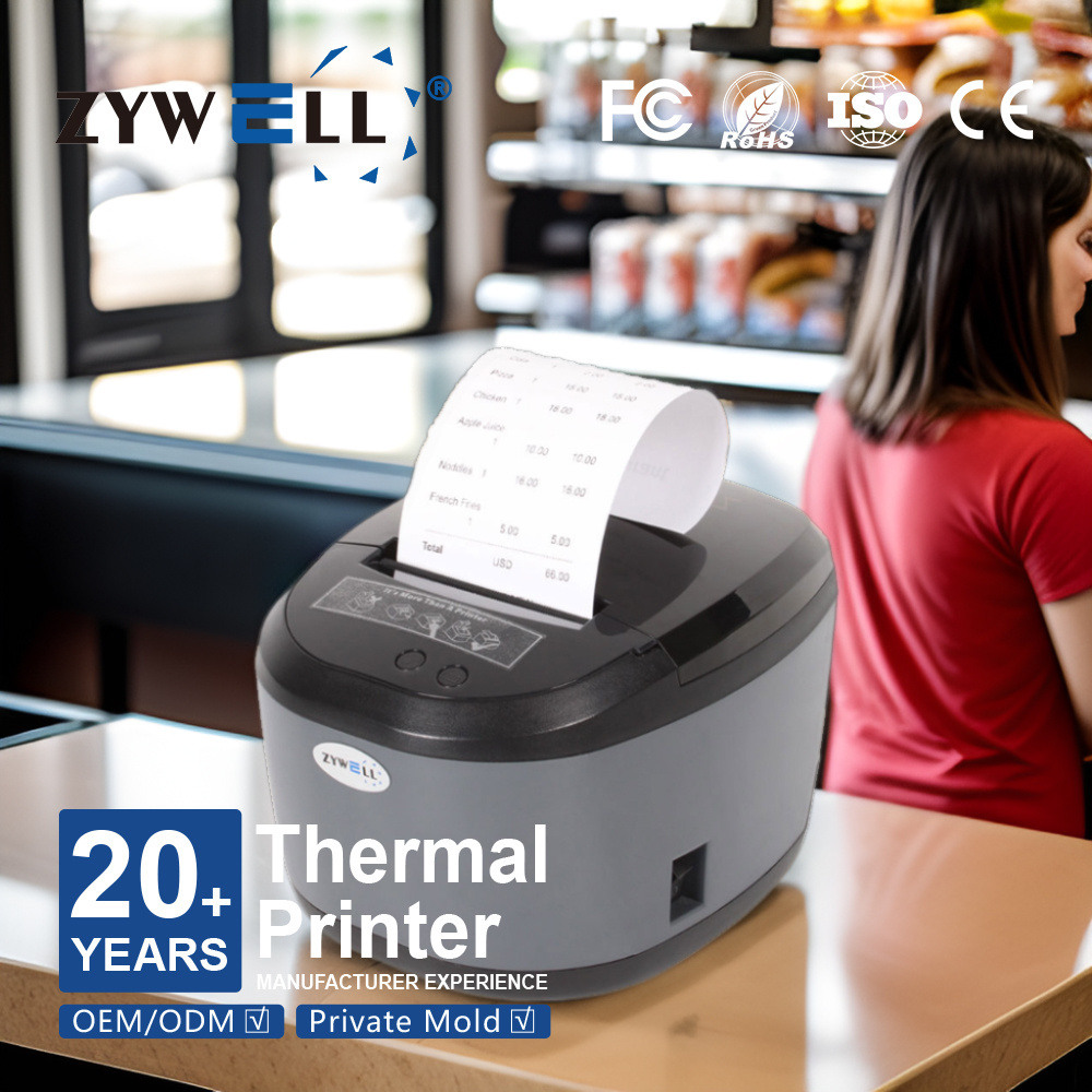 OEM 80mm thermal receipt printer in store ZYWELL images notes bill inkless printer