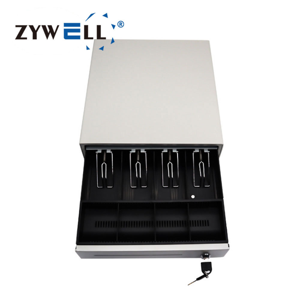 Zywell Automatic Metal RJ11 Small Smart Electronic POS Cash Drawer 4 Bills/ 4 Coins Cash Register