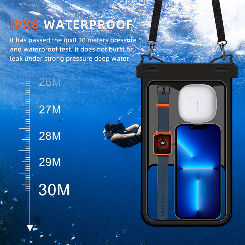 PVC Waterproof Cell Phone Bag Swimming Diving Universal Waterproof Phone Pouch IPX8 Cell Phone Case For Beach Skiing