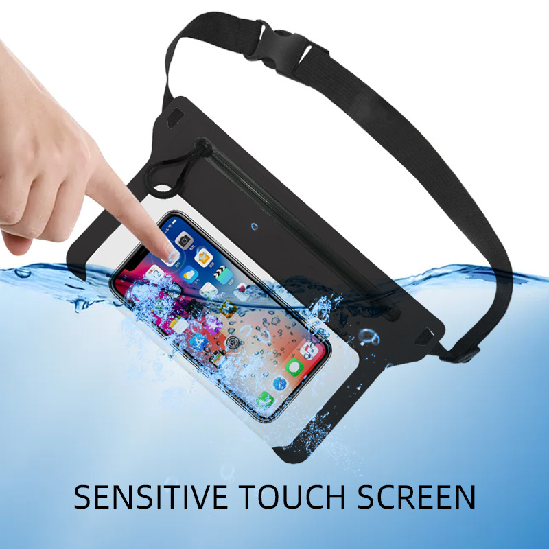 Universal Waterproof Phone Case with Zipper Adjustable Lanyard Cellphone Dry Bag Waterproof Phone Pouch Fanny Pack