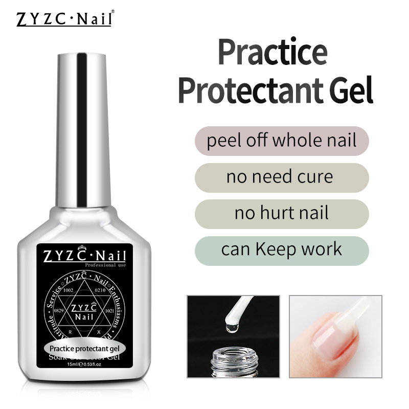 ZYZC nail practice hand for acrylic nails fast air dry protect manicure and finger peel off base coat gel polish for newer