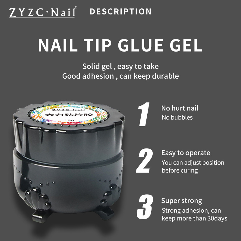 ZYZC Customize Private Label press on the nails 10g strong adhesion and super clear nail tips glue uv gel for nail